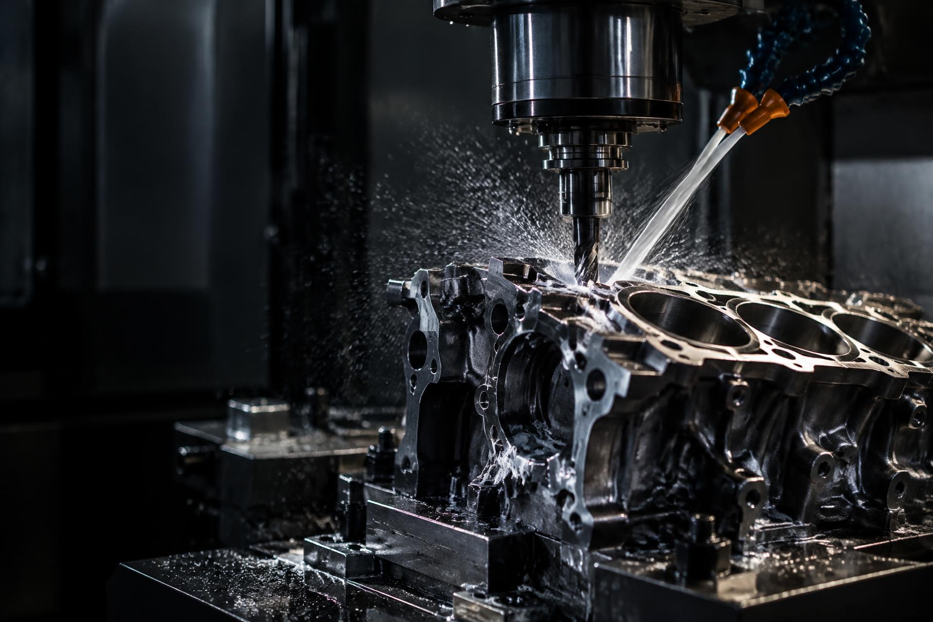 CNC machining of a precision metal component — illustrative industrial imagery